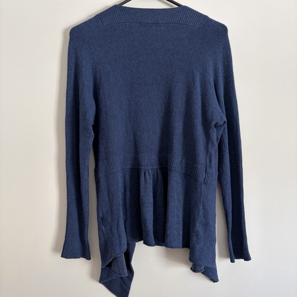 Eileen Fisher Blue Waterfall Open Front Lightweight Cardigan Medium Long Sleeve - Picture 2 of 9